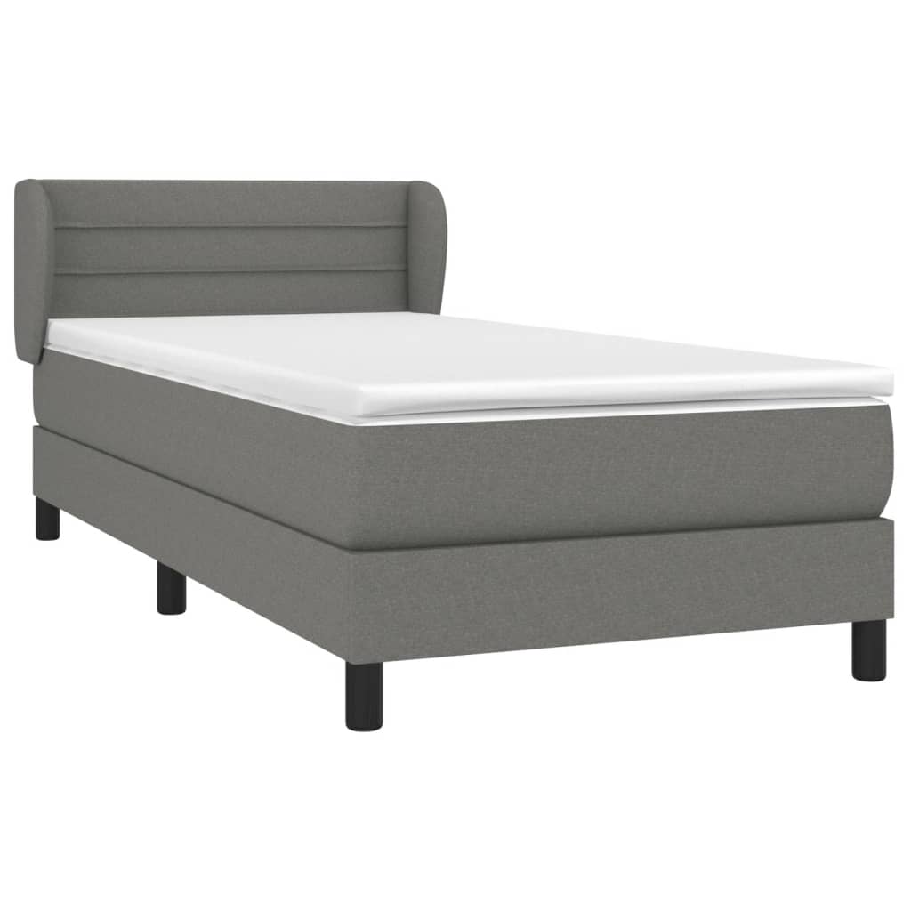 Sommier à lattes de lit avec matelas Gris foncé 90x200 cm Tissu - XIOS