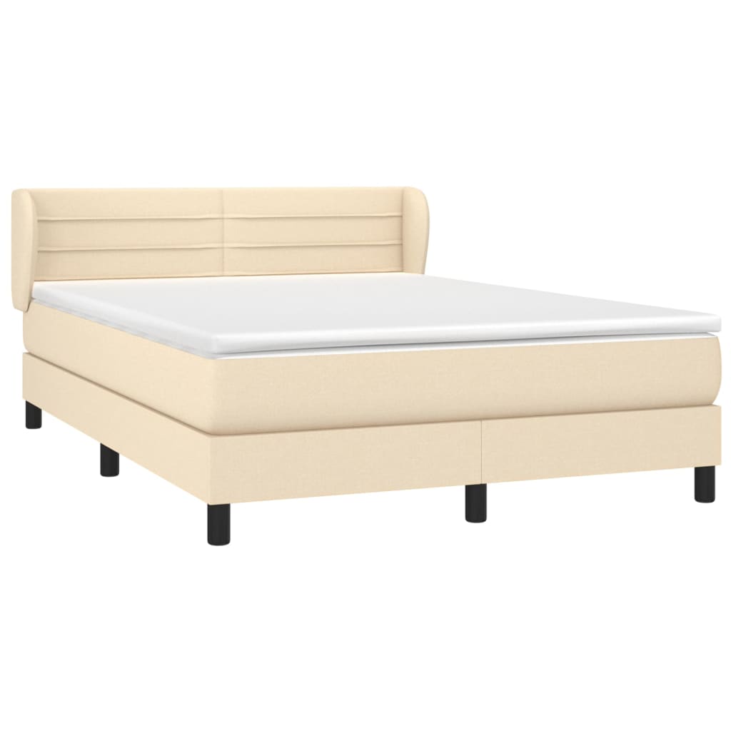 Sommier à lattes de lit avec matelas Crème 140x190 cm Tissu - XIOS