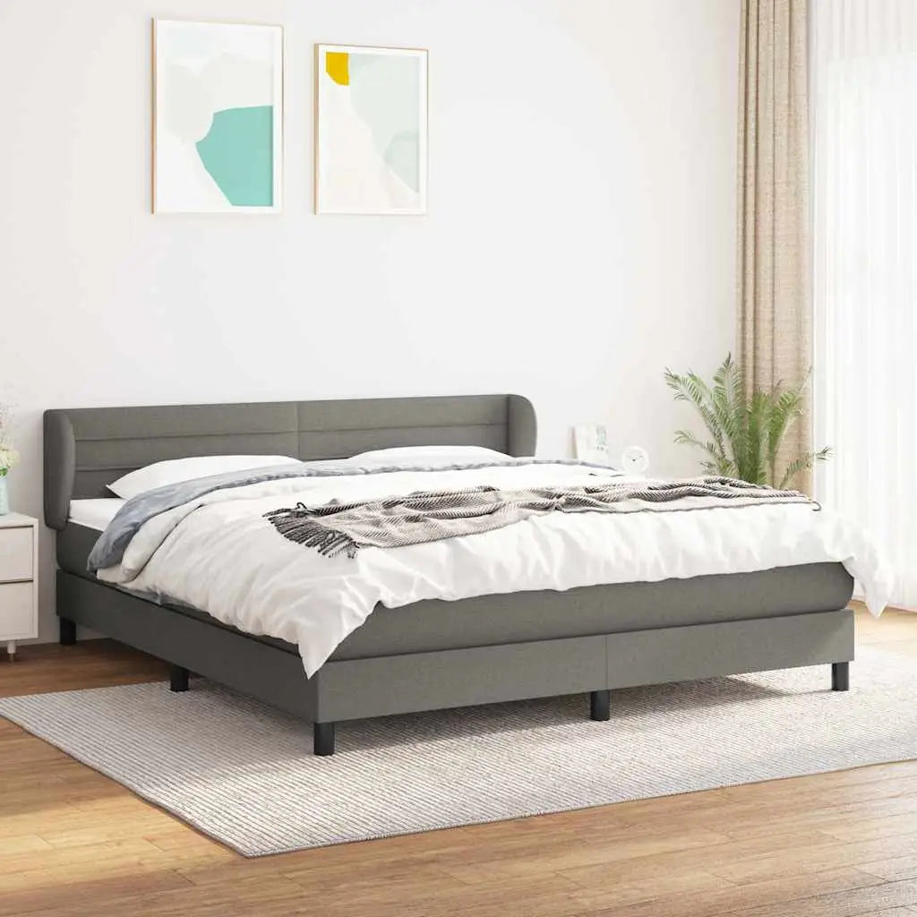 Sommier à lattes de lit avec matelas Gris foncé 160x200cm Tissu - XIOS