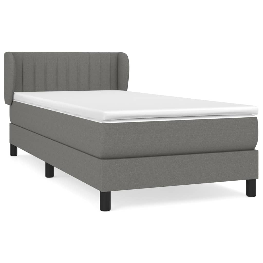 Sommier à lattes de lit et matelas Gris foncé 90x190 cm Tissu - XIOS