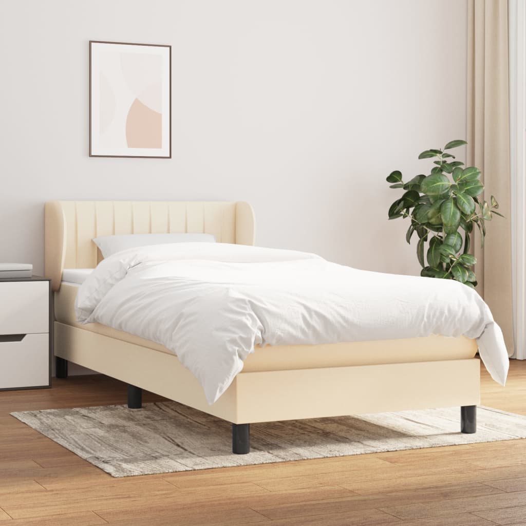 Sommier à lattes de lit et matelas Crème 90x190 cm Tissu - XIOS