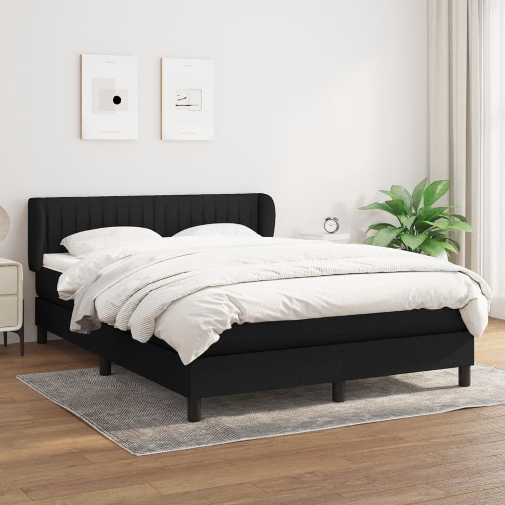 Sommier à lattes de lit avec matelas Noir 140x200 cm Tissu - XIOS