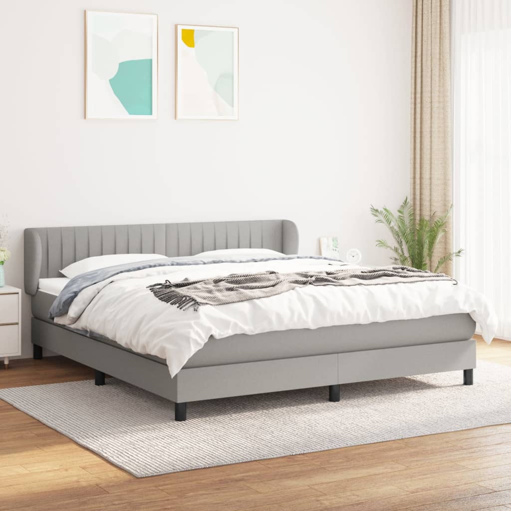 Sommier à lattes de lit avec matelas Gris clair 180x200cm Tissu - XIOS