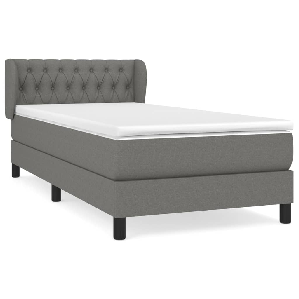 Sommier à lattes de lit et matelas Gris foncé 90x190 cm Tissu - XIOS