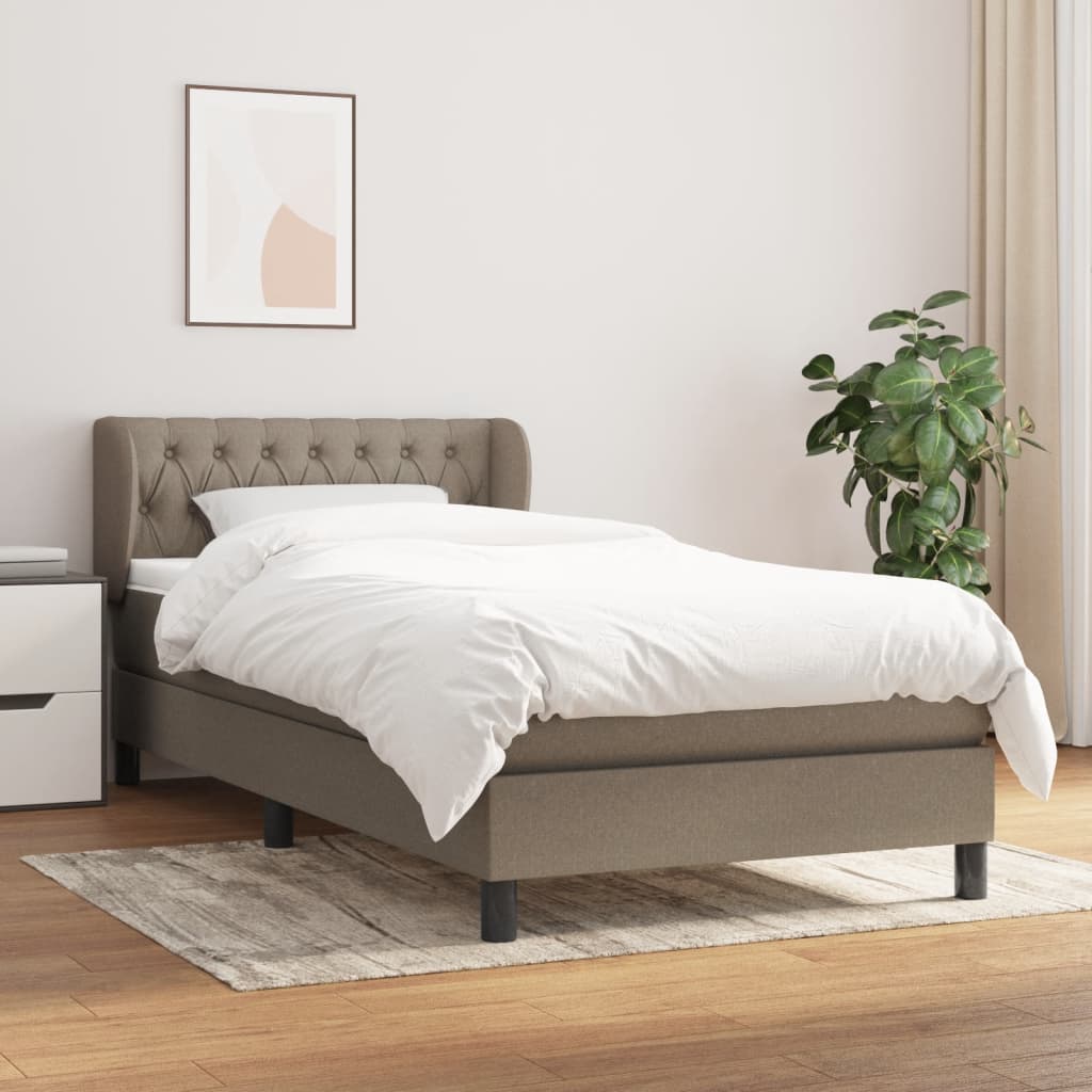 Sommier à lattes de lit avec matelas Taupe 90x190 cm Tissu - XIOS