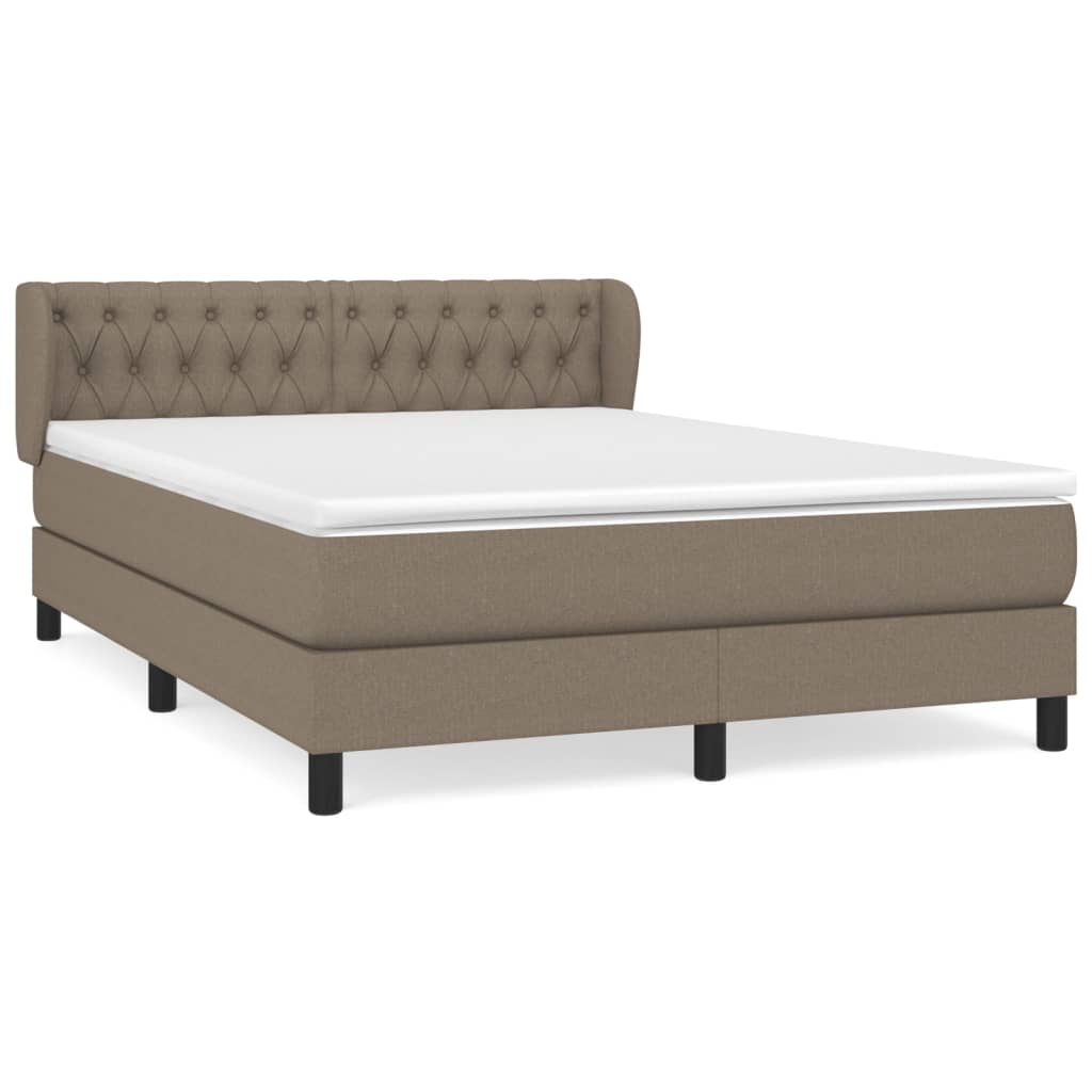 Sommier à lattes de lit avec matelas Taupe 140x190 cm Tissu - XIOS