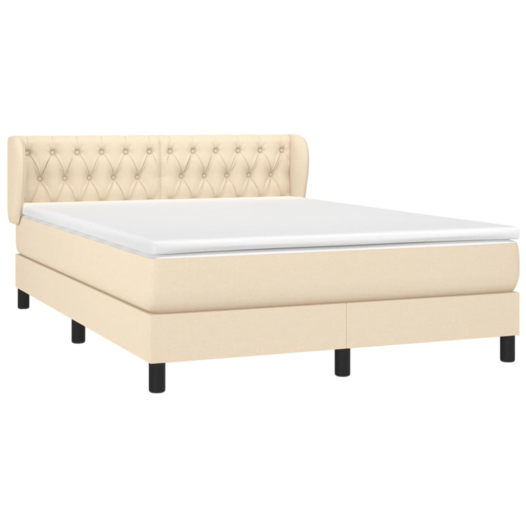 Sommier à lattes de lit avec matelas Crème 140x190 cm Tissu - XIOS