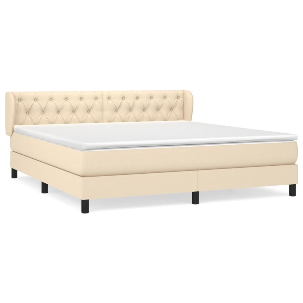 Sommier à lattes de lit avec matelas Crème 160x200 cm Tissu - XIOS