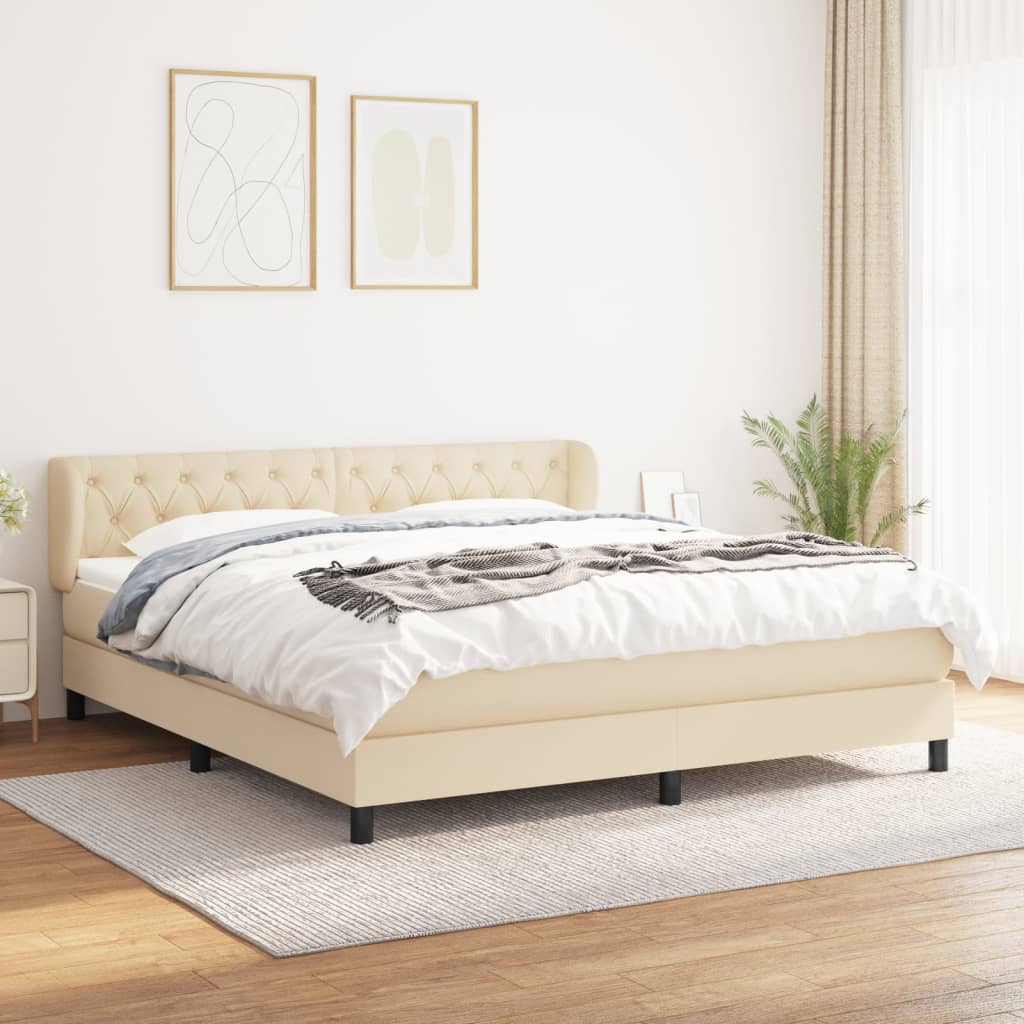 Sommier à lattes de lit avec matelas Crème 160x200 cm Tissu - XIOS