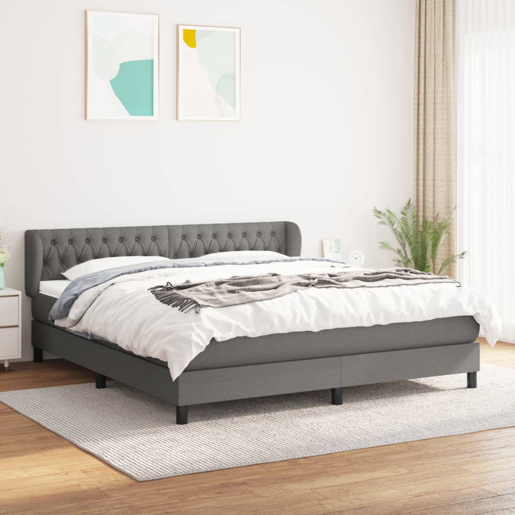Sommier à lattes de lit avec matelas Gris foncé 180x200cm Tissu - XIOS