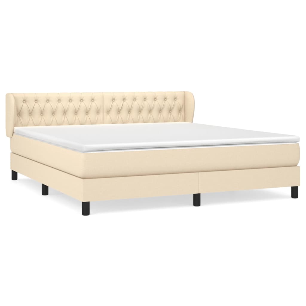 Sommier à lattes de lit avec matelas Crème 180x200 cm Tissu - XIOS