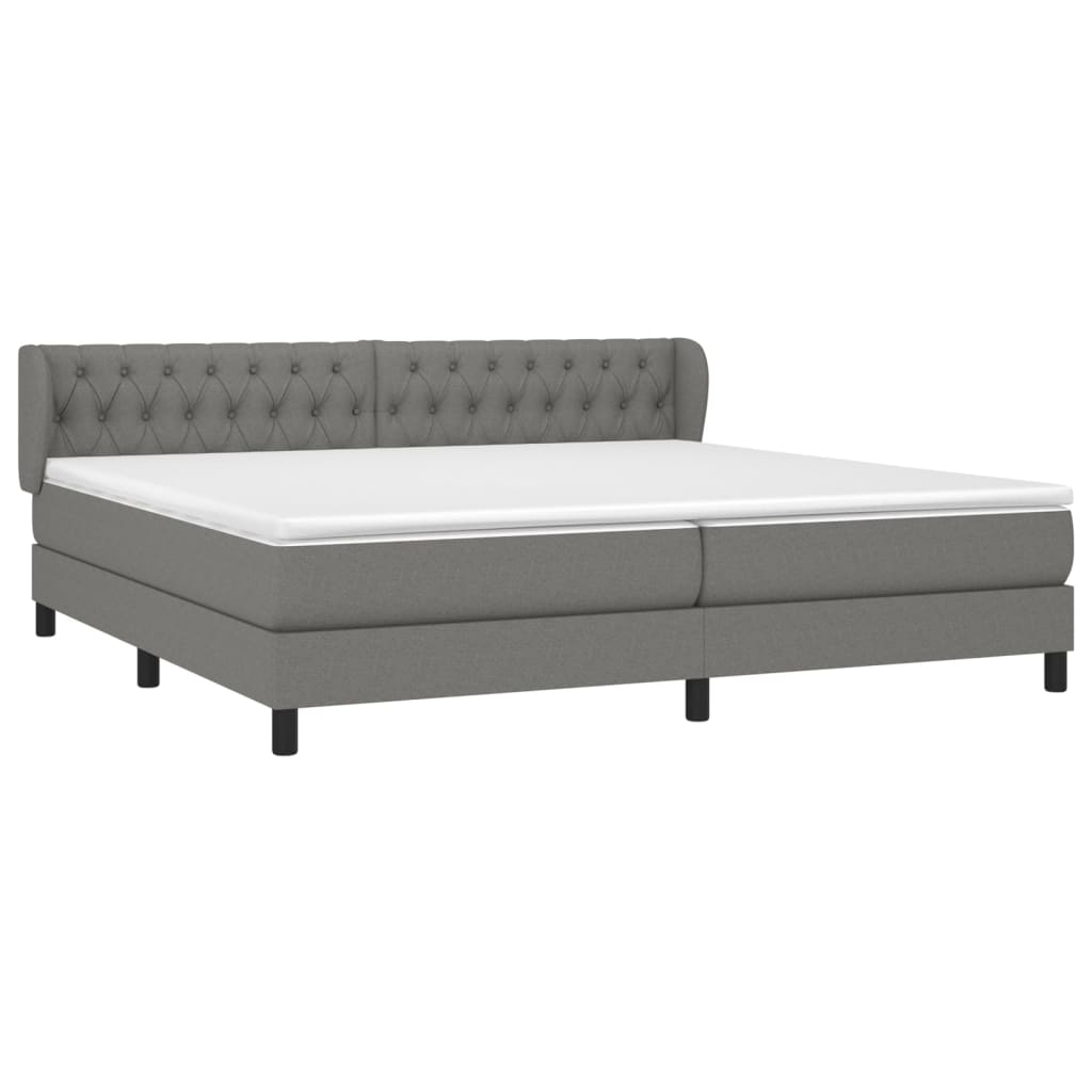 Sommier à lattes de lit avec matelas Gris foncé 200x200cm Tissu - XIOS