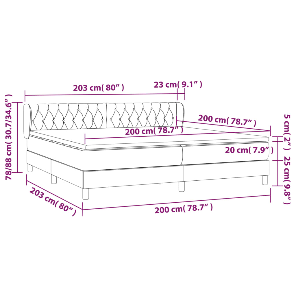 Sommier à lattes de lit avec matelas Crème 200x200 cm Tissu - XIOS