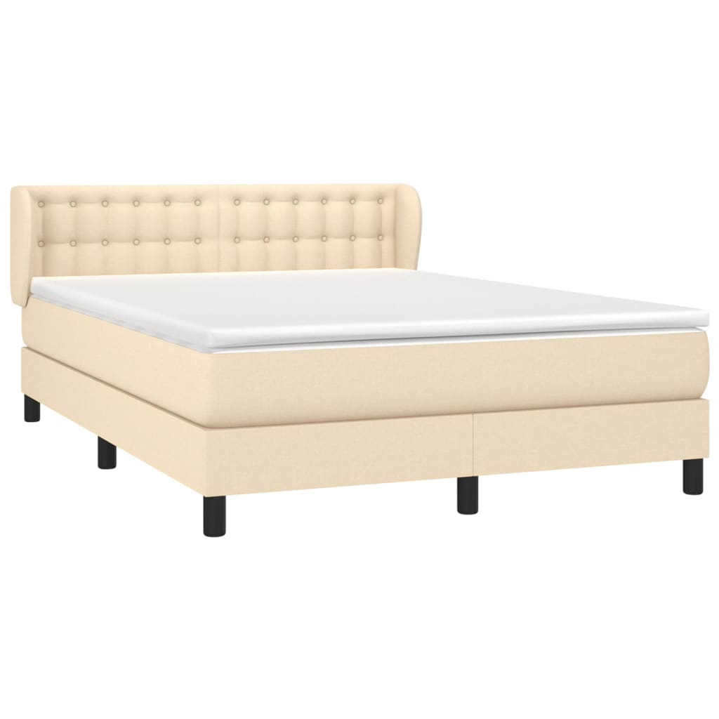 Sommier à lattes de lit avec matelas Crème 140x200 cm Tissu - XIOS