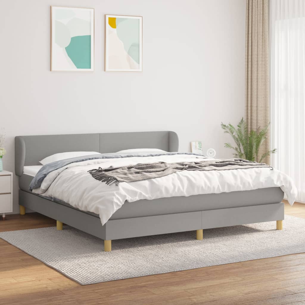 Sommier à lattes de lit avec matelas Gris clair 160x200cm Tissu - XIOS