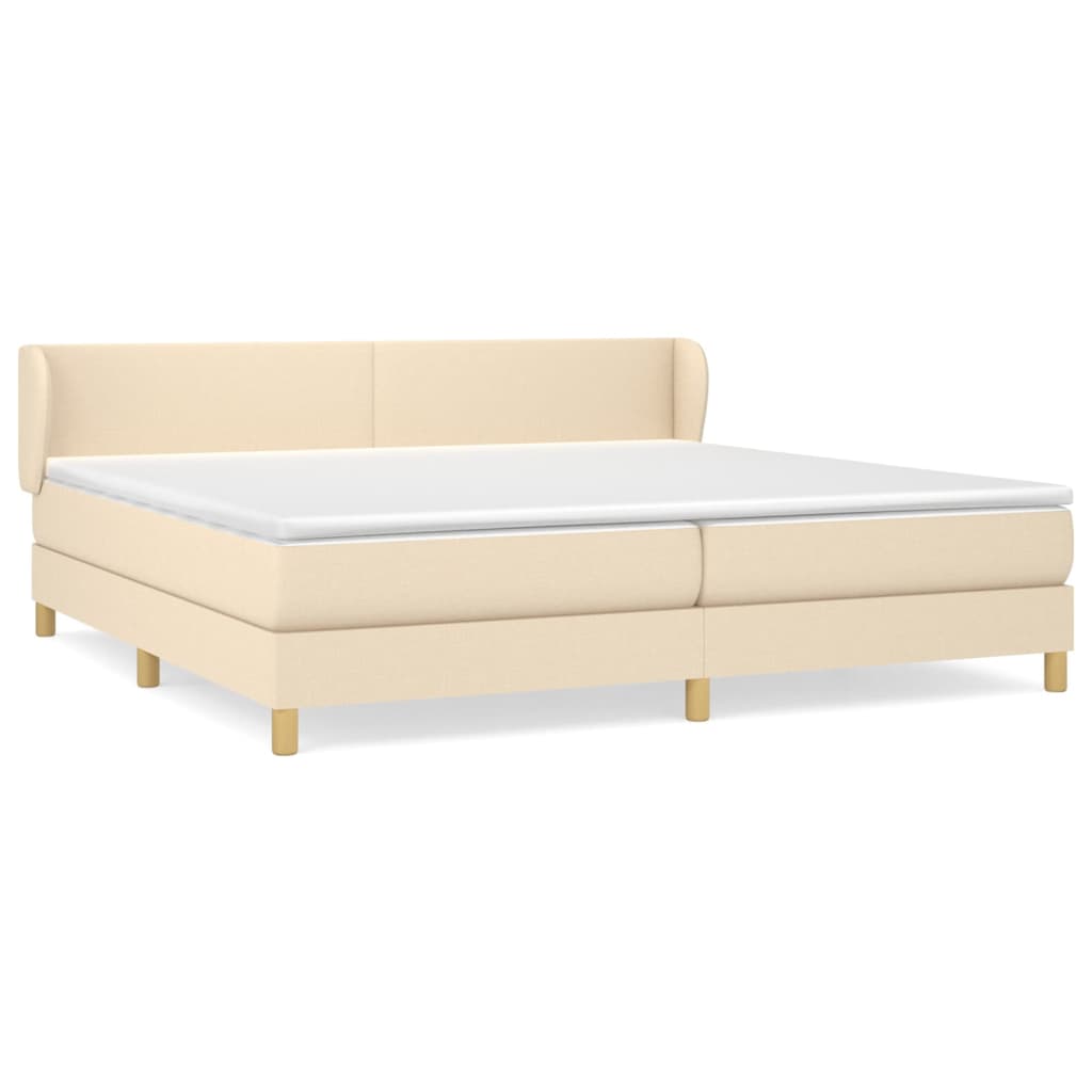 Sommier à lattes de lit avec matelas Crème 200x200 cm Tissu