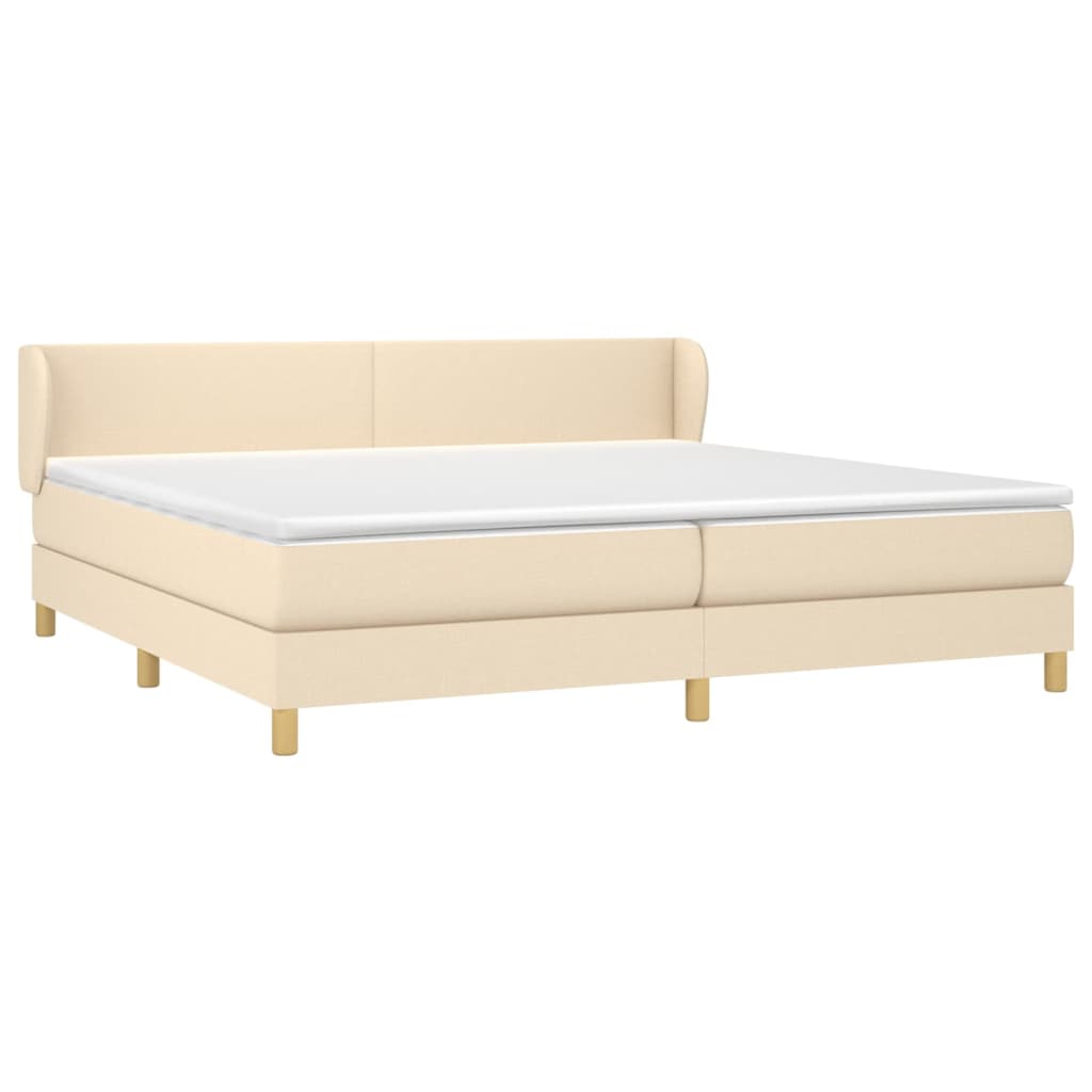 Sommier à lattes de lit avec matelas Crème 200x200 cm Tissu - XIOS