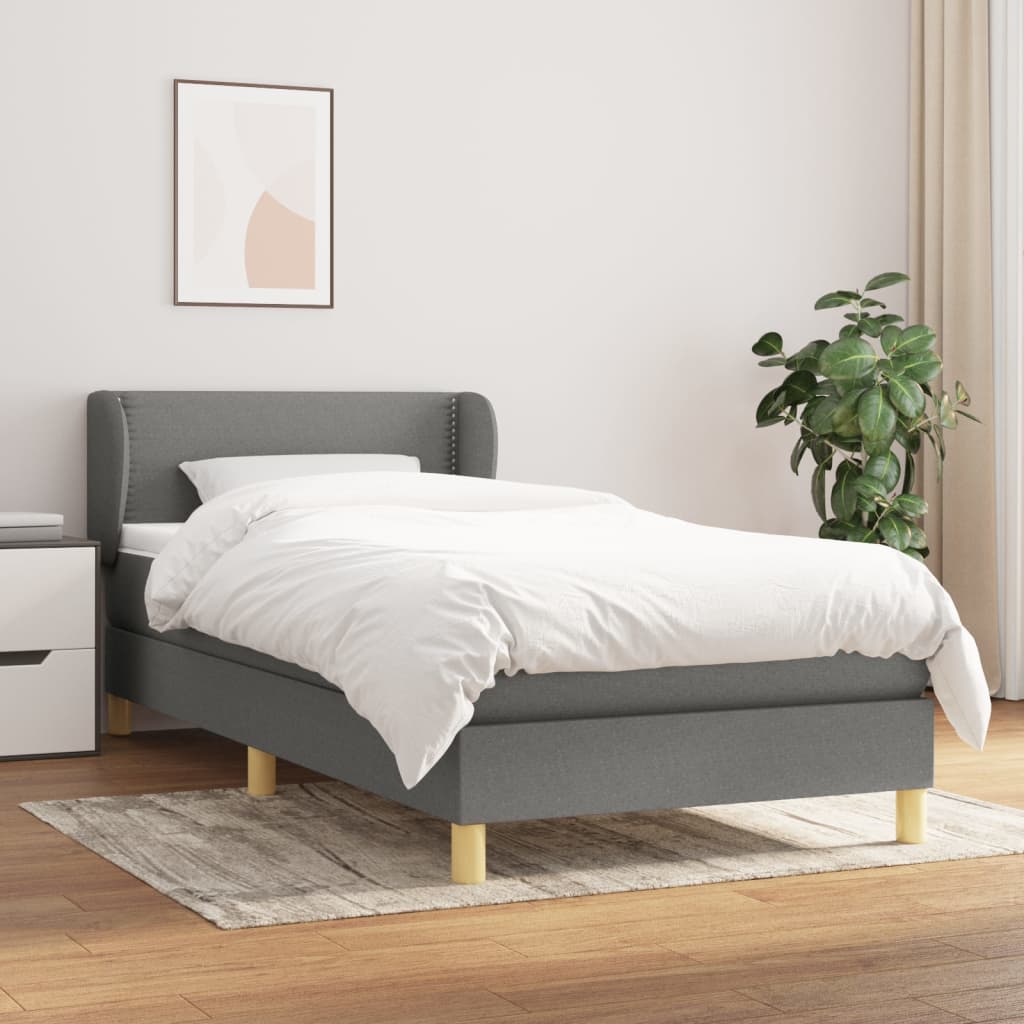 Sommier à lattes de lit avec matelas Gris foncé 100x200cm Tissu - XIOS
