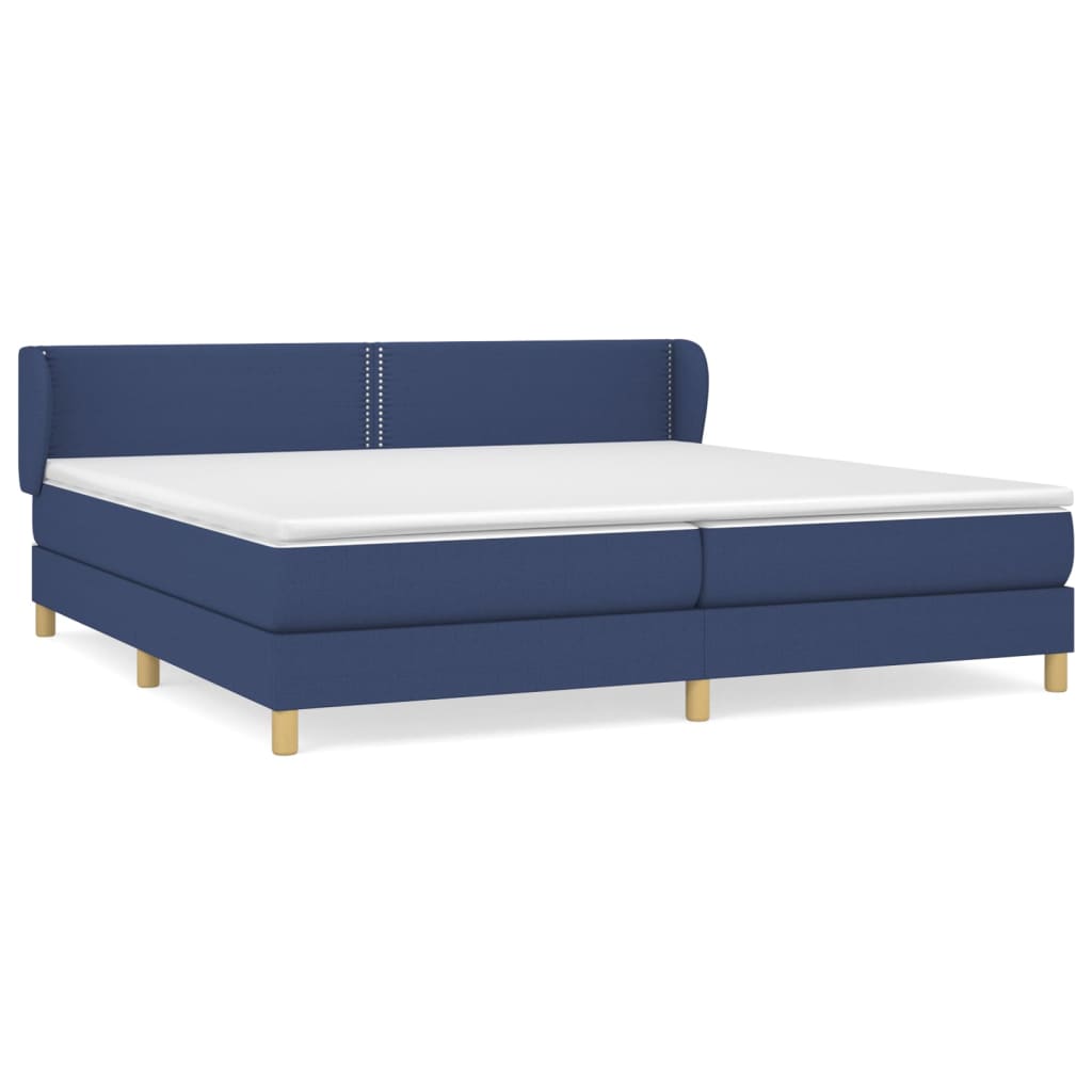 Sommier à lattes de lit avec matelas Bleu 200x200 cm Tissu - XIOS