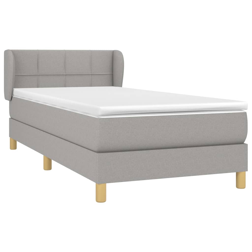 Sommier à lattes de lit avec matelas Gris clair 90x200 cm Tissu