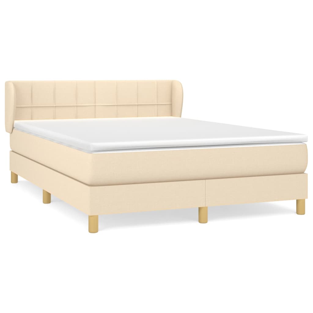 Sommier à lattes de lit avec matelas Crème 140x190 cm Tissu - XIOS