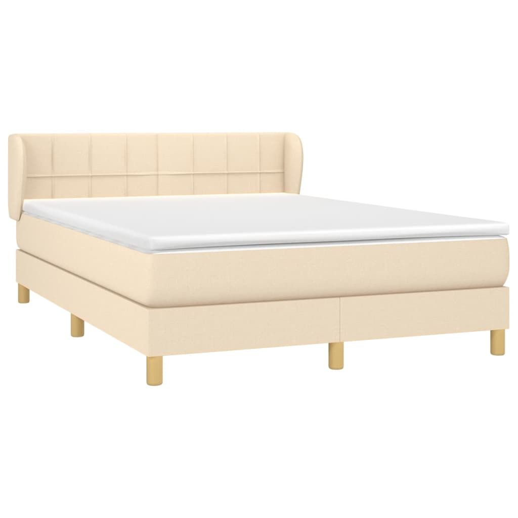 Sommier à lattes de lit avec matelas Crème 140x190 cm Tissu - XIOS