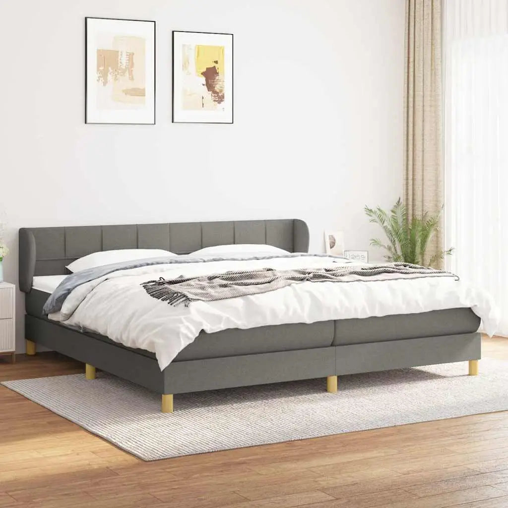 Sommier à lattes de lit avec matelas Gris foncé 200x200cm Tissu - XIOS
