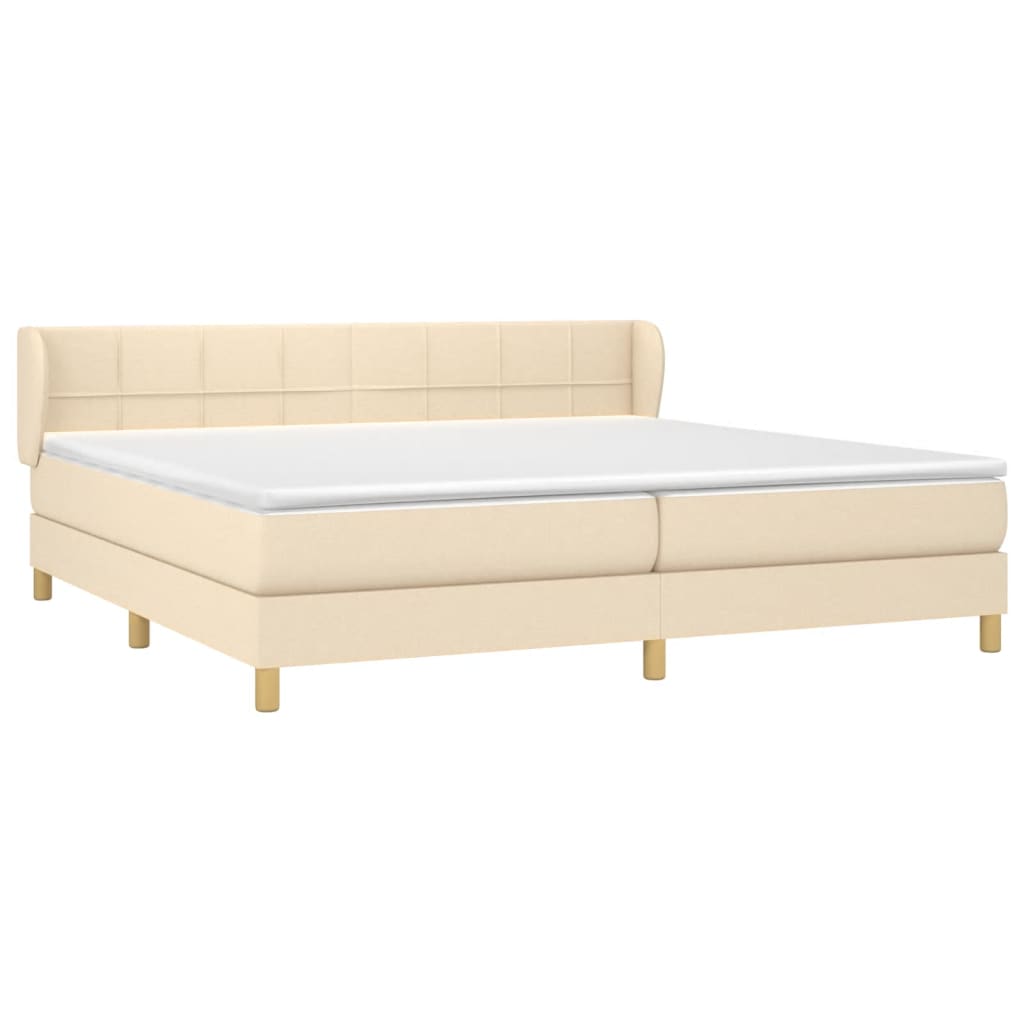 Sommier à lattes de lit avec matelas Crème 200x200 cm Tissu - XIOS
