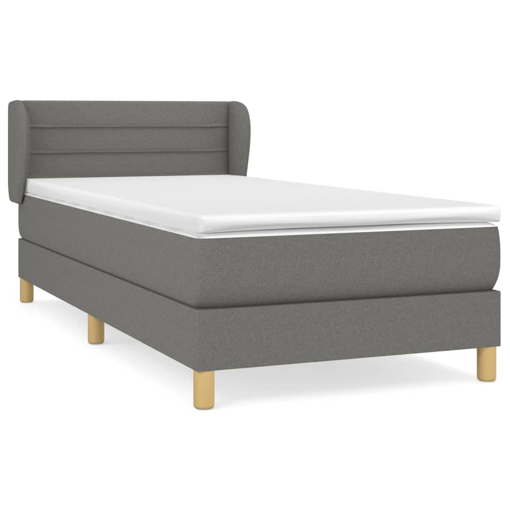 Sommier à lattes de lit avec matelas Gris foncé 90x200 cm Tissu - XIOS