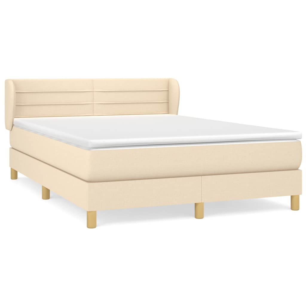 Sommier à lattes de lit avec matelas Crème 140x190 cm Tissu - XIOS
