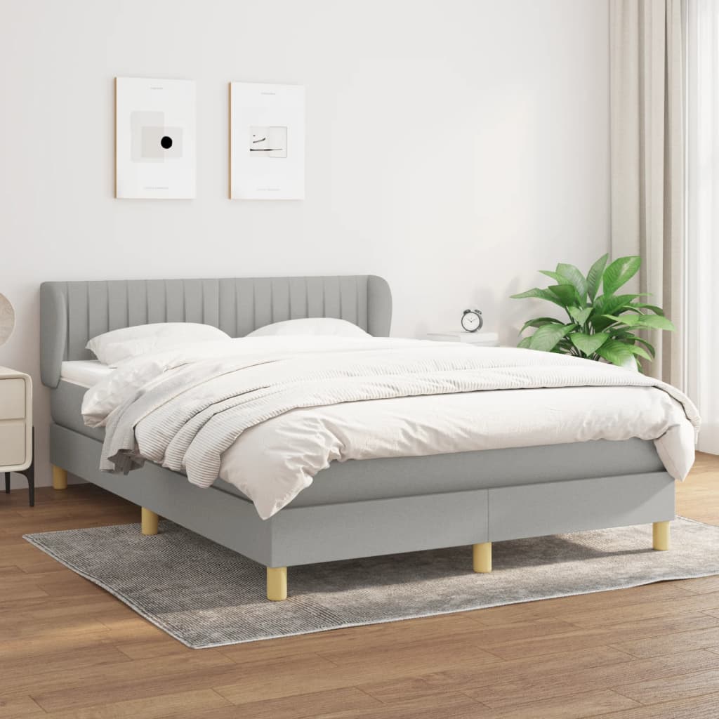 Sommier à lattes de lit avec matelas Gris clair 140x190cm Tissu - XIOS