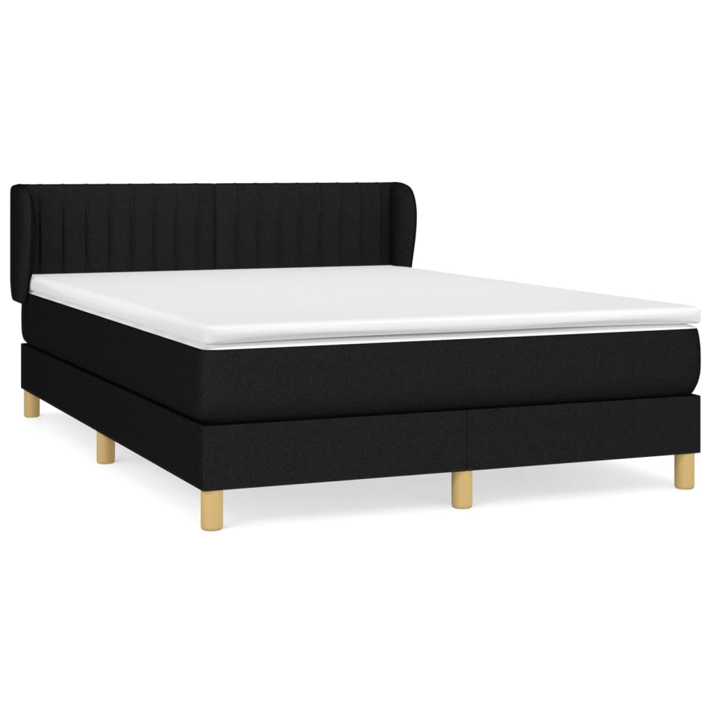 Sommier à lattes de lit avec matelas Noir 140x190 cm Tissu - XIOS