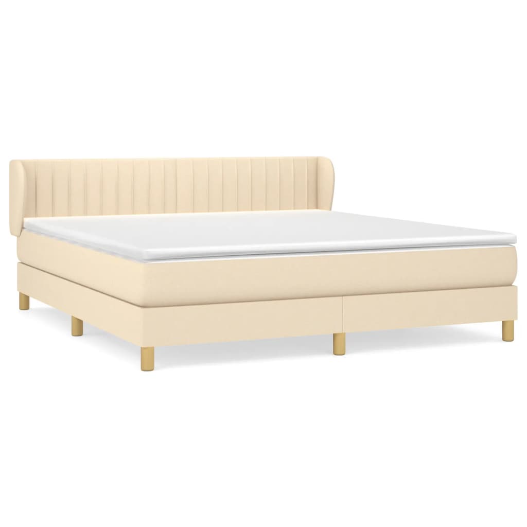 Sommier à lattes de lit avec matelas Crème 160x200 cm Tissu - XIOS