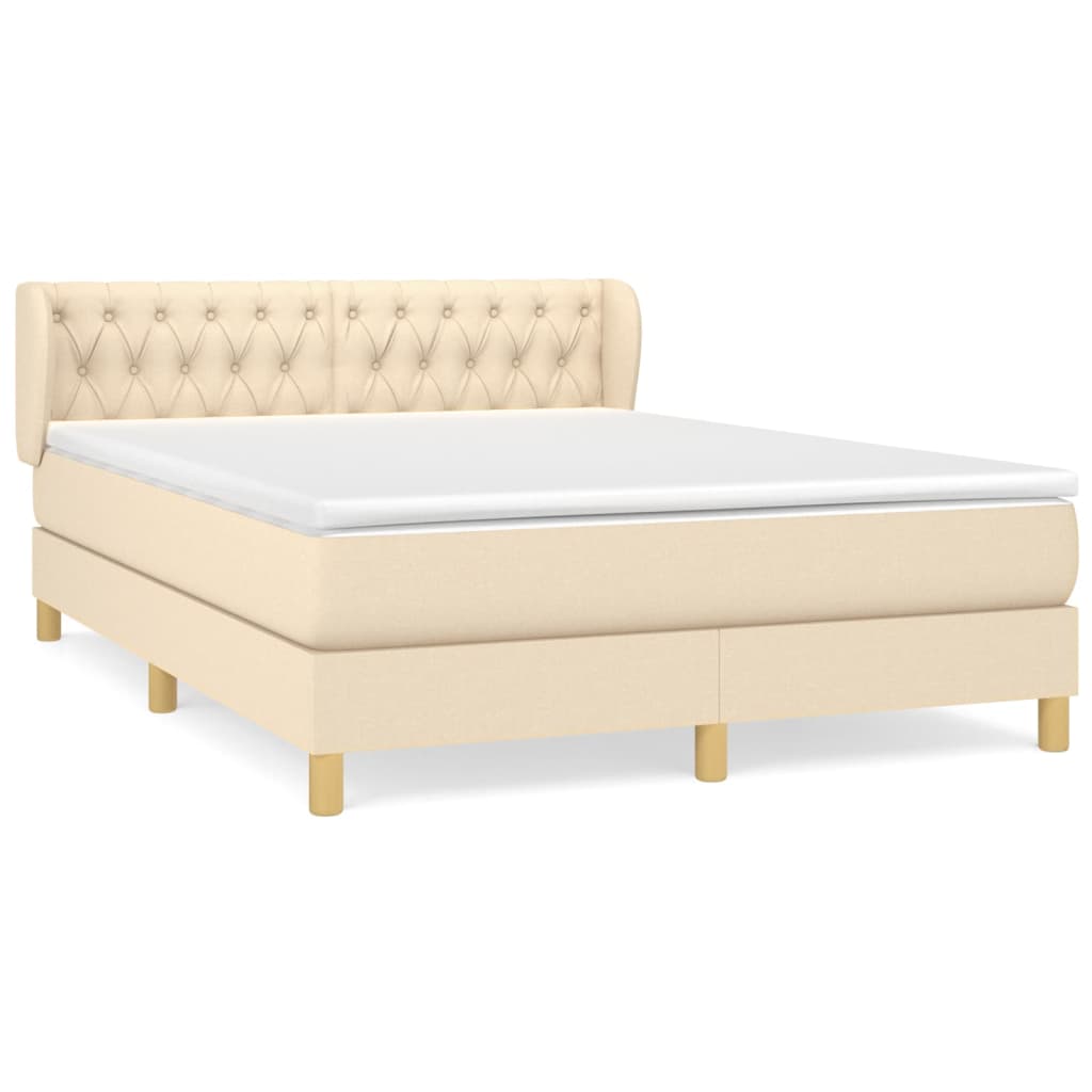 Sommier à lattes de lit avec matelas Crème 140x190 cm Tissu - XIOS