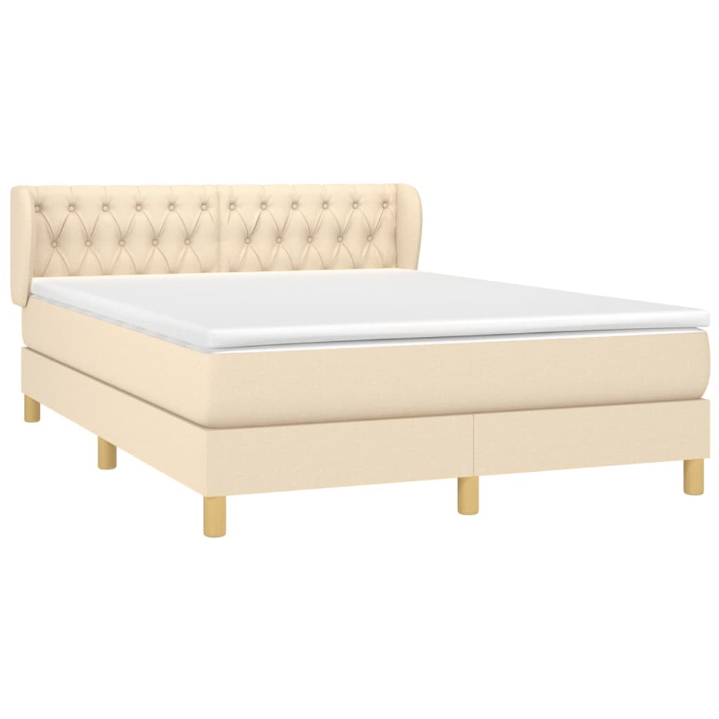 Sommier à lattes de lit avec matelas Crème 140x200 cm Tissu - XIOS