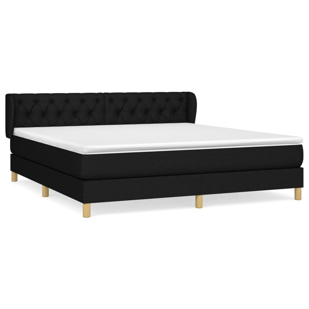 Sommier à lattes de lit avec matelas Noir 160x200 cm Tissu - XIOS