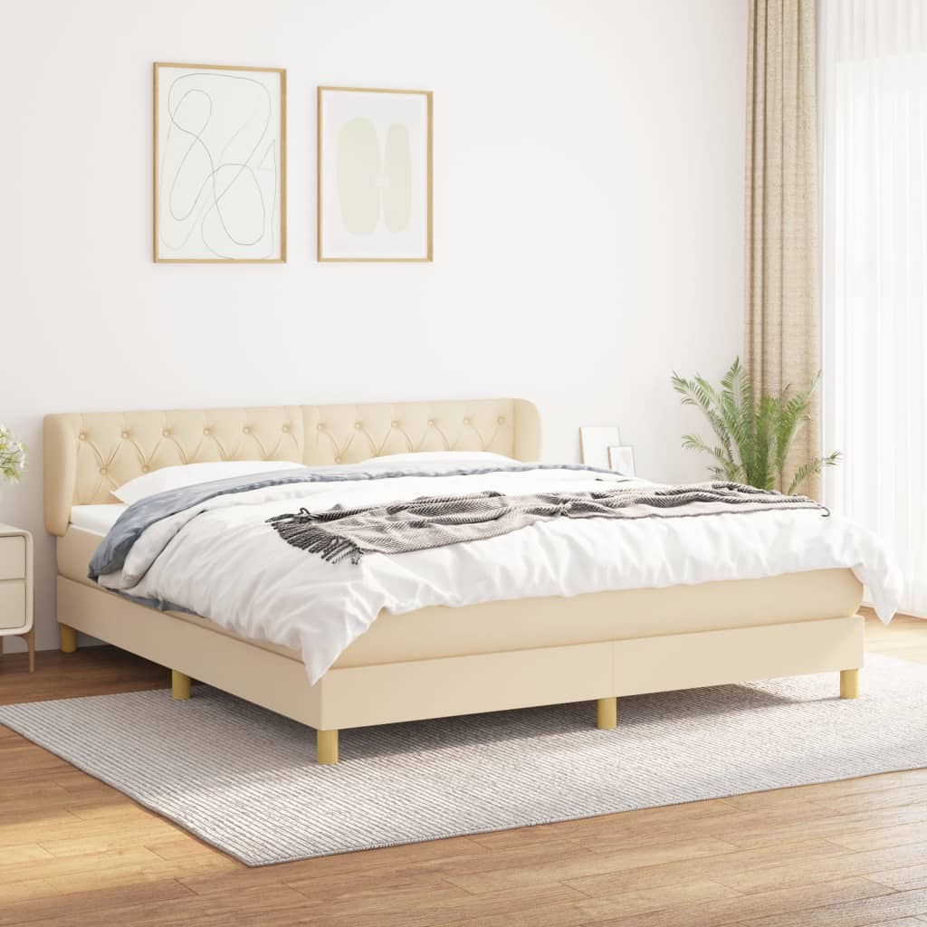 Sommier à lattes de lit avec matelas Crème 160x200 cm Tissu - XIOS
