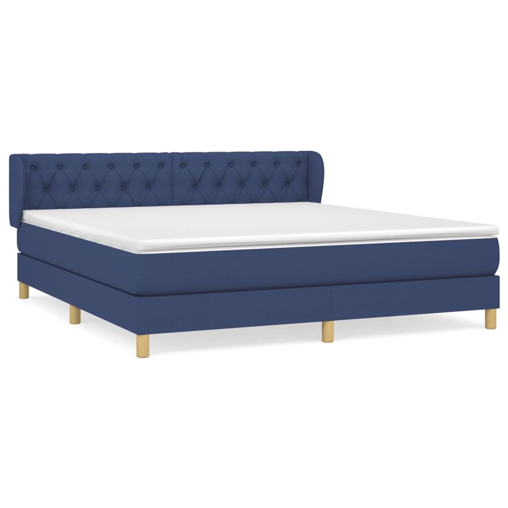 Sommier à lattes de lit avec matelas Bleu 160x200 cm Tissu - XIOS