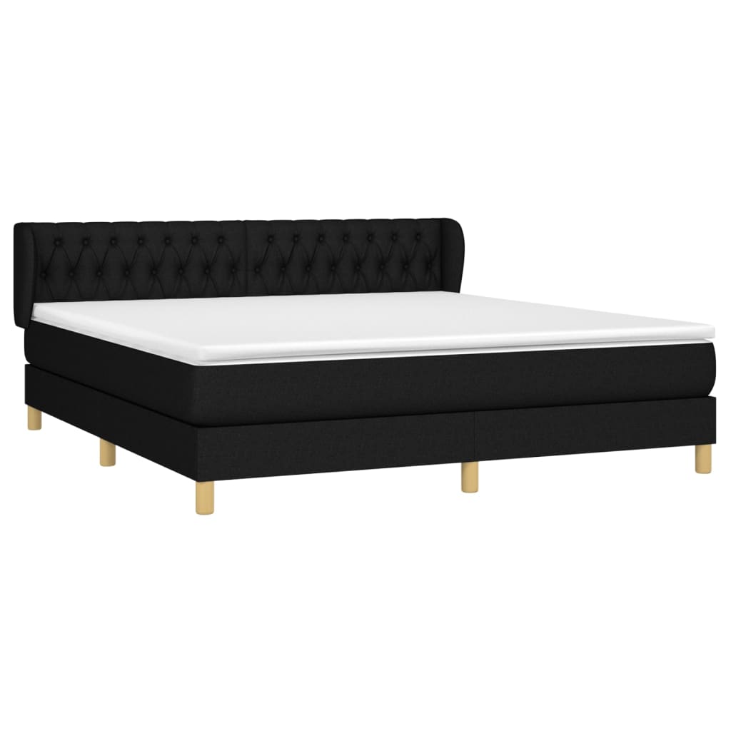 Sommier à lattes de lit avec matelas Noir 180x200 cm Tissu - XIOS