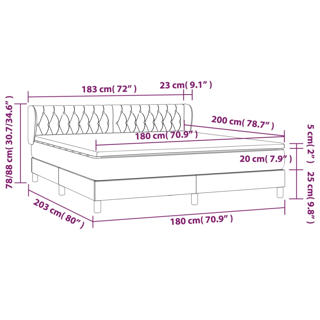 Sommier à lattes de lit avec matelas Noir 180x200 cm Tissu - XIOS