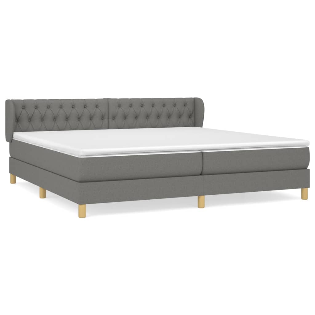 Sommier à lattes de lit avec matelas Gris foncé 200x200cm Tissu - XIOS