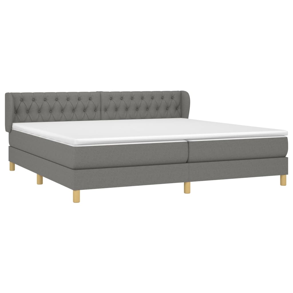 Sommier à lattes de lit avec matelas Gris foncé 200x200cm Tissu - XIOS