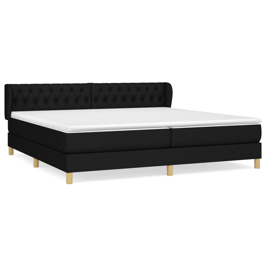 Sommier à lattes de lit avec matelas Noir 200x200 cm Tissu - XIOS