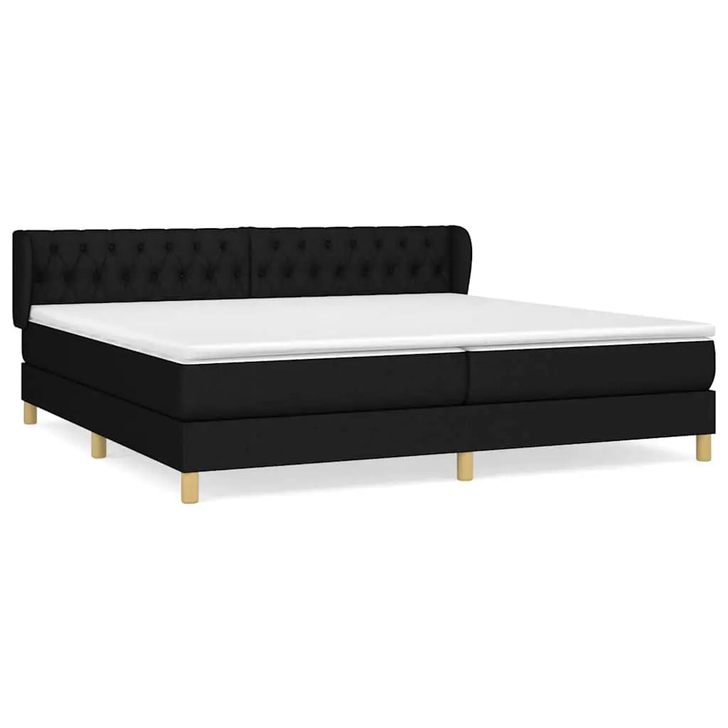Sommier à lattes de lit avec matelas Noir 200x200 cm Tissu - XIOS