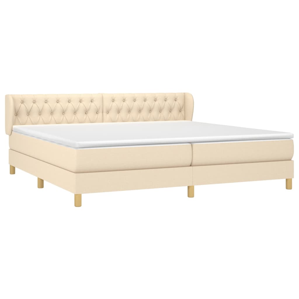 Sommier à lattes de lit avec matelas Crème 200x200 cm Tissu - XIOS