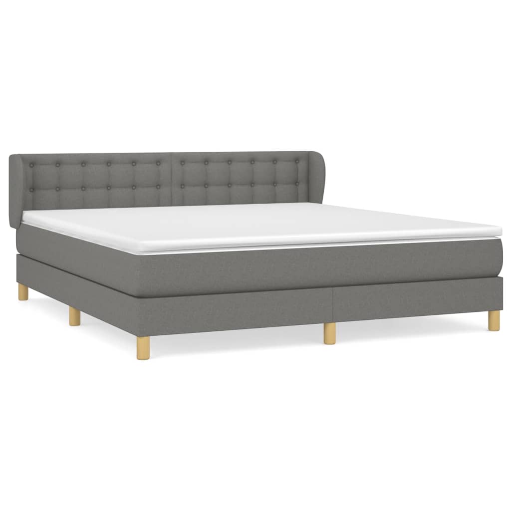 Sommier à lattes de lit avec matelas Gris foncé 180x200cm Tissu - XIOS