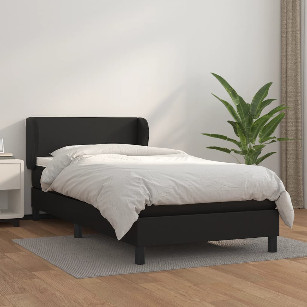 Sommier à lattes de lit avec matelas Noir 80x200cm Similicuir - XIOS