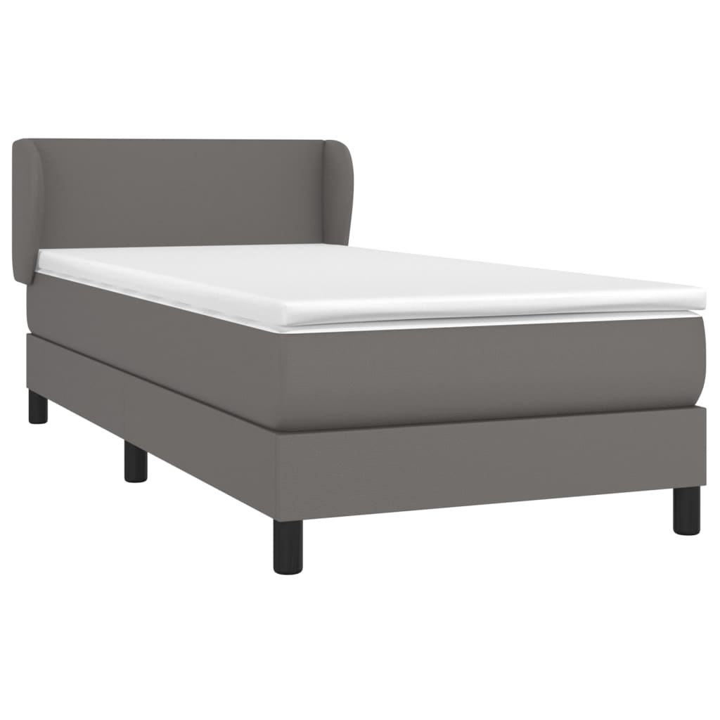 Sommier à lattes de lit avec matelas Gris 100x200 cm Similicuir Lits & cadres de lit vidaXL