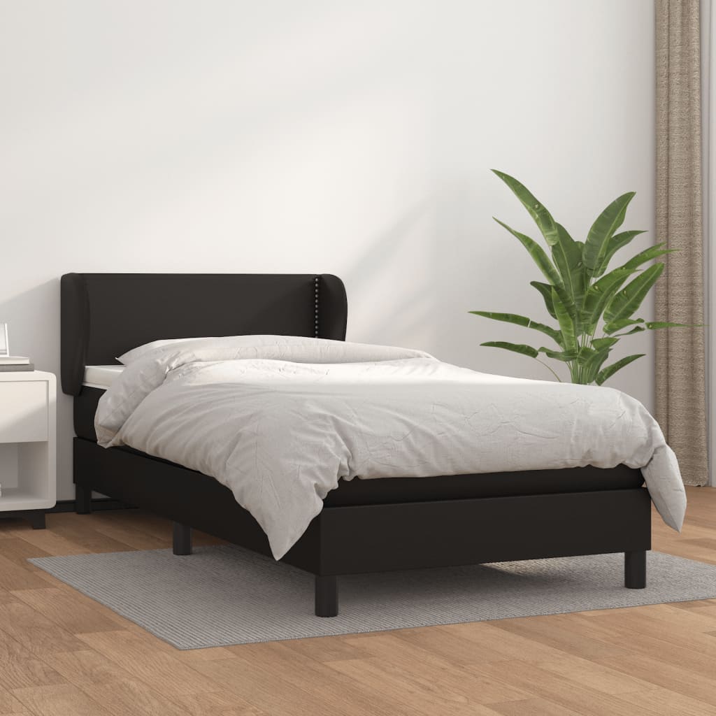 Sommier à lattes de lit avec matelas Noir 90x200 cm Similicuir - XIOS
