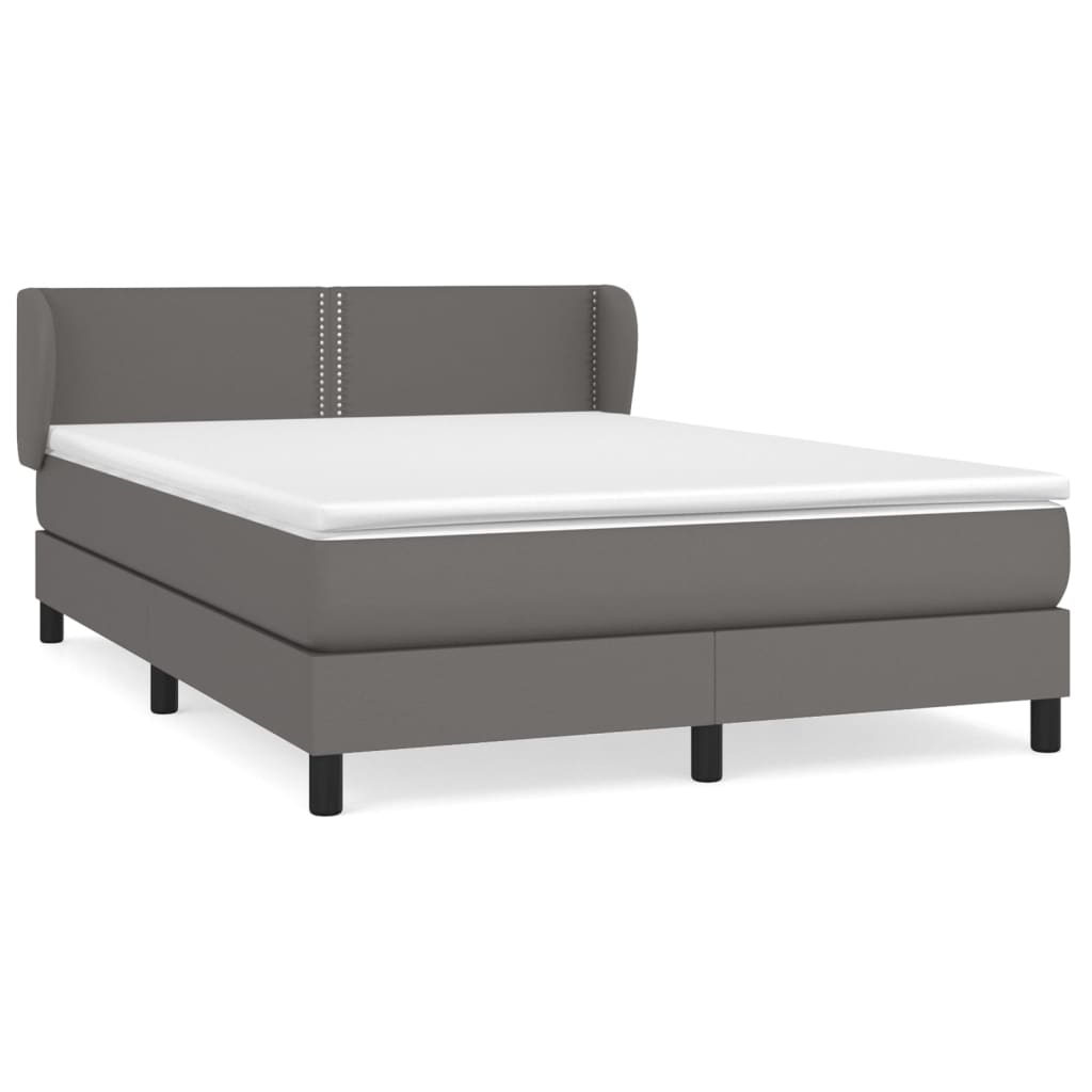 Sommier à lattes de lit avec matelas Gris 140x200 cm Similicuir